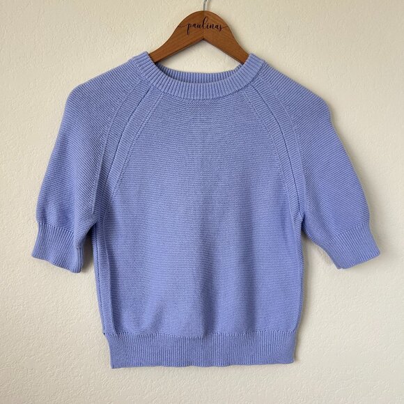 French Connection Sweater Womens XS Perwinkle Blue Short Sleeve Knit Cotton - Picture 1 of 7